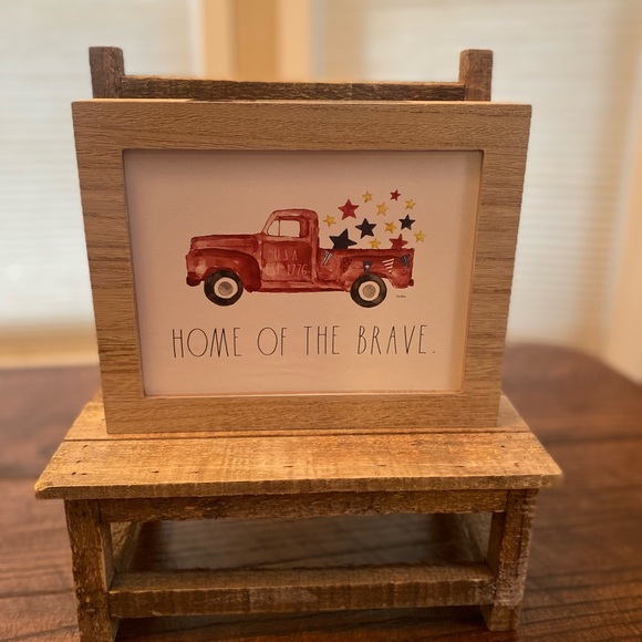 Rae Dunn Home Of The Brave Wall Sign, July 4th Decor, Red Pick-Up Truck & Stars - Picture 2 of 11